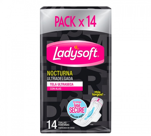 Toalla Higiénica Nocturna Ladysoft Ultradelgada Ultraseca 14 Unid